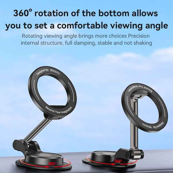 תושבת מגנטית לרכב תומכת MagSafe עם סיבוב 360° וזרוע מתכת איכותית | Yesido C218