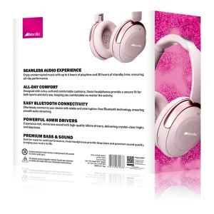 אוזניות קשת אלחוטיות ורודות עם סאונד איכותי וחיי סוללה ארוכים | Nordic SONIQ