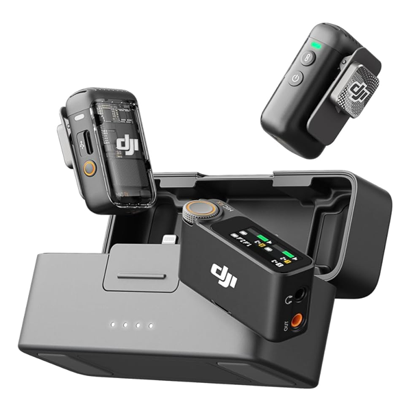 זוג מיקרופונים DJI Mic 2 | איכות הקלטה גבוהה עם ביטול רעשים וחיי סוללה עד 18 שעות