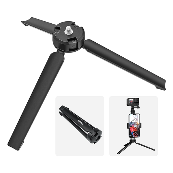 חצובת רגל עם הברגה מתקפלת מאלומיניום איכותי | לסמארטפונים, מצלמות, DJI Osmo Pocket 3 ועוד