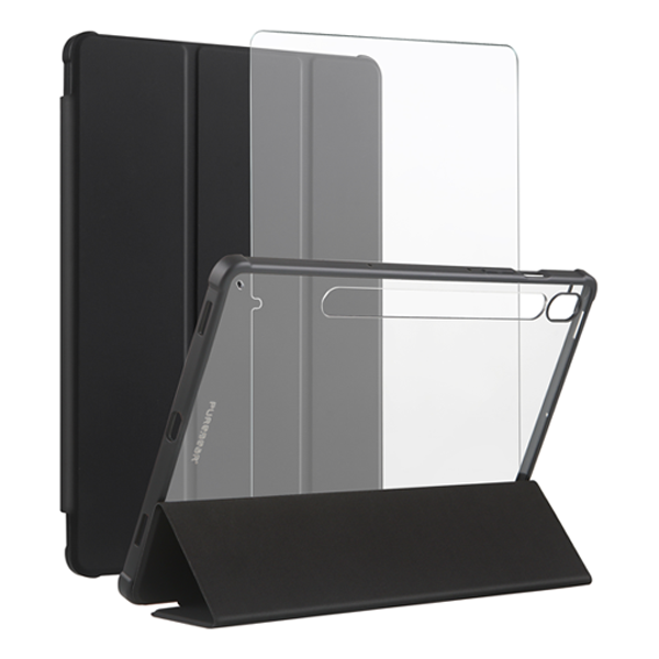 כיסוי ומגן מסך זכוכית לגלקסי טאב S10 FE Plus שחור עם מקום לעט | PureGear