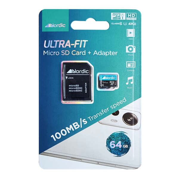 כרטיס זיכרון 16GB מהיר Class 10 עם מתאם | Nordic ULTRA-FIT