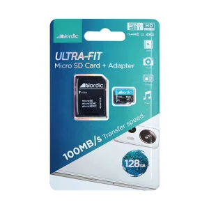 כרטיס זיכרון 128GB מהיר Class 10 עם מתאם | Nordic ULTRA-FIT