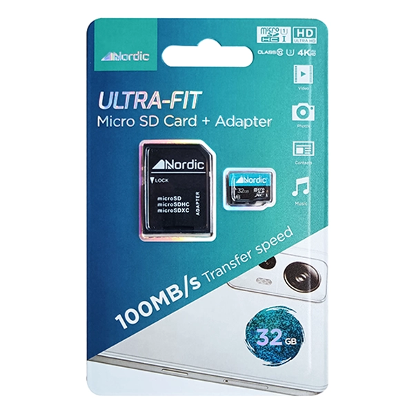 כרטיס זיכרון מהיר 32GB Class 10 עם מתאם | Nordic ULTRA-FIT