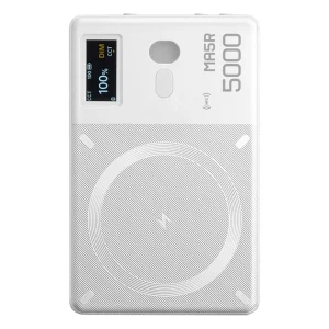 מטען נייד ופנס RGB קומפקטי ודק 5000mAh תומך MagSafe בצבע לבן | Godox MA5R