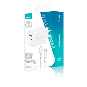 מטען קיר 20W עם כבל USB-C ל-Lightning מאושר אפל מהיר | Nordic PD20W
