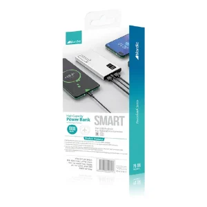סוללת גיבוי 10000mAh 22.5W לבנה עם 3 יציאות וצג דיגיטלי | Nordic PBPD10