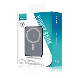 סוללת גיבוי 10000mAh תואמת MagSafe עם טעינה מהירה וביצועים מתקדמים | Nordic PB-S12