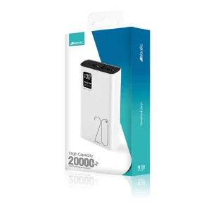 סוללת גיבוי 20000mAh 22.5W לבנה עם 3 יציאות וצג דיגיטלי | Nordic PBPD20