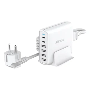 תחנת עגינה 90W עם 6 יציאות לטעינה מרובה (4xUSB-A + 2xUSB-C) | Nordic ZX-DU061 