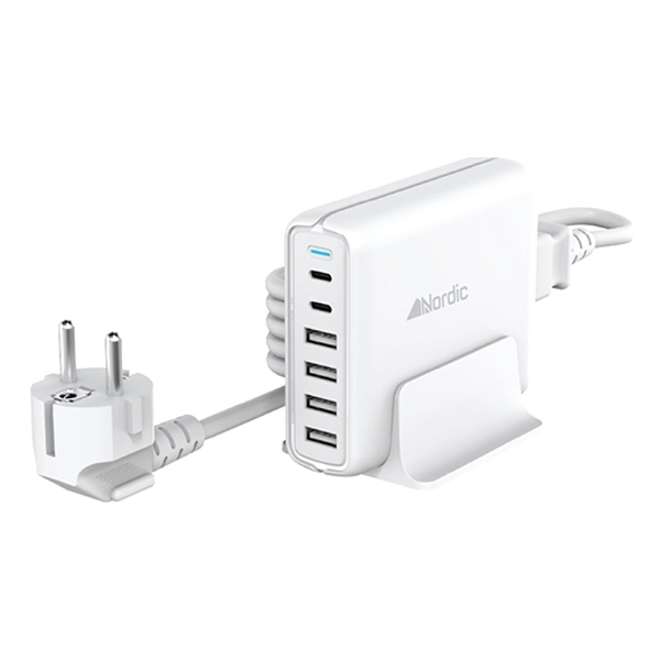 תחנת עגינה 90W עם 6 יציאות לטעינה מרובה (4xUSB-A + 2xUSB-C) | Nordic ZX-DU061 