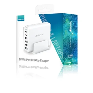 תחנת עגינה 90W עם 6 יציאות לטעינה מרובה (4xUSB-A + 2xUSB-C) | Nordic ZX-DU061 