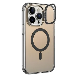 כיסוי מט צבעוני לאייפון 17 פרו שחור תומך MagSafe עם רגלית במצלמה | NanoX Matte Lite