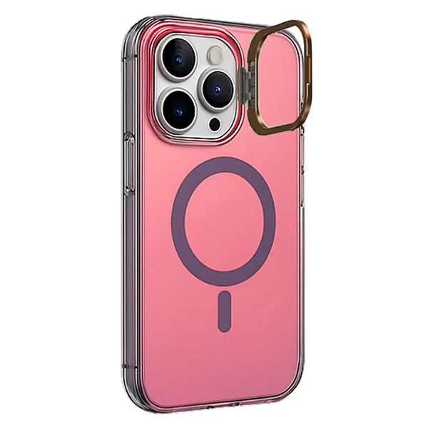 כיסוי מט צבעוני לאייפון 17 פרו ורוד תומך MagSafe עם רגלית במצלמה | NanoX Matte Lite