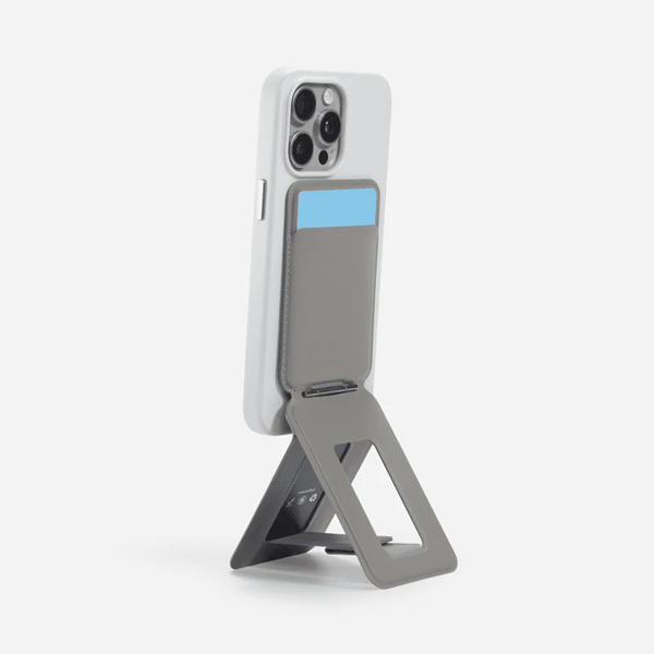 חצובה ניידת וארנק MagSafe לסמארטפון אפור נדבק לגב המכשיר | MOFT Snap Invisible Phone Tripod Taupe