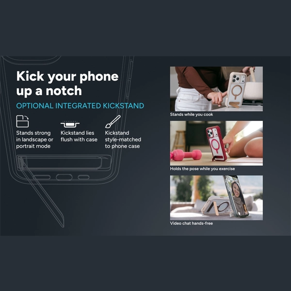 כיסוי לאייפון אייר שחור שקוף תומך Magsafe עם מעמד מובנה | Zagg Santa Cruz Snap 11