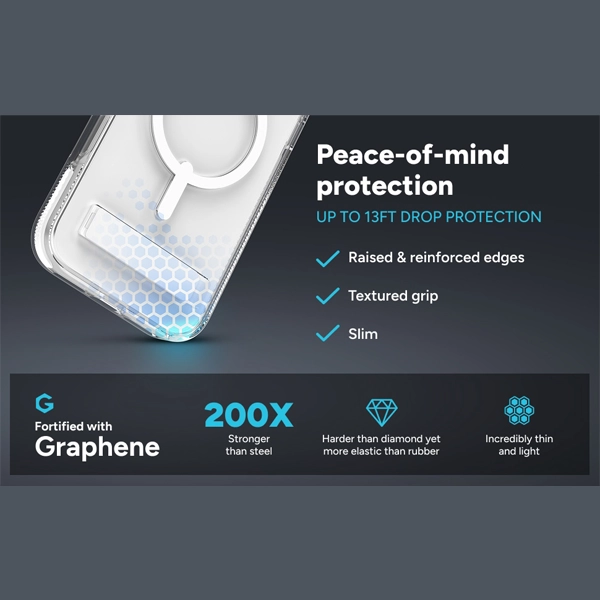 כיסוי לאייפון אייר שחור שקוף תומך Magsafe עם מעמד מובנה | Zagg Santa Cruz Snap 2