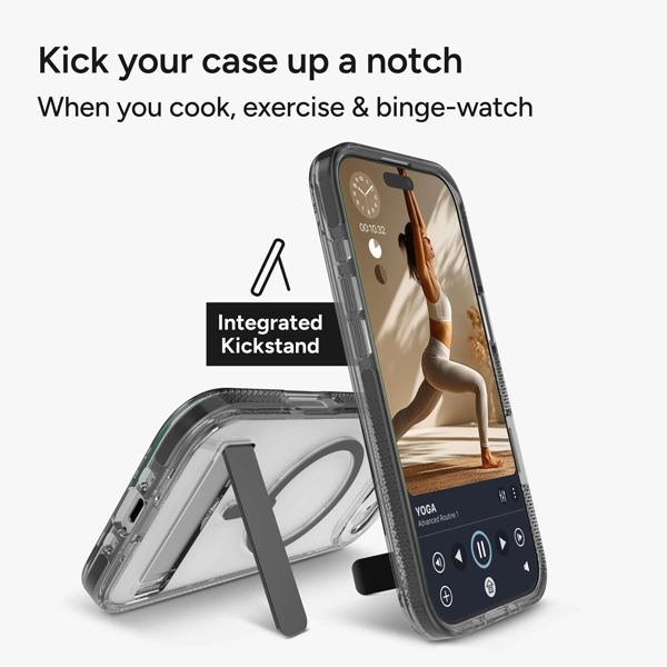 כיסוי לאייפון אייר שחור שקוף תומך Magsafe עם מעמד מובנה | Zagg Santa Cruz Snap 5