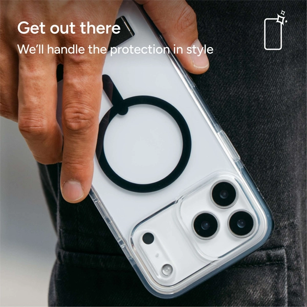 כיסוי לאייפון אייר שחור שקוף תומך Magsafe עם מעמד מובנה | Zagg Santa Cruz Snap 6