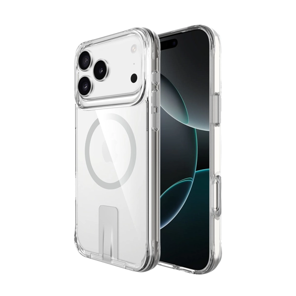 כיסוי מעמד לאייפון 17 פרו שקוף תומך Magsafe עם רגלית מובנית | Grip Case Matrix