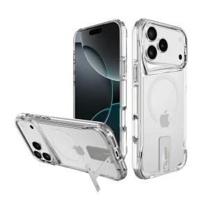 כיסוי מעמד קשיח לאייפון 17 פרו מקס שקוף תומך Magsafe עם רגלית מובנית | Toiko Titan Magstand 4