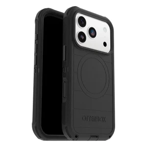 כיסוי קשיח לאייפון 17 פרו שחור OtterBox Defender Pro | תומך MagSafe עם הגנה מקיפה כולל לשקע טעינה ולכפתורים