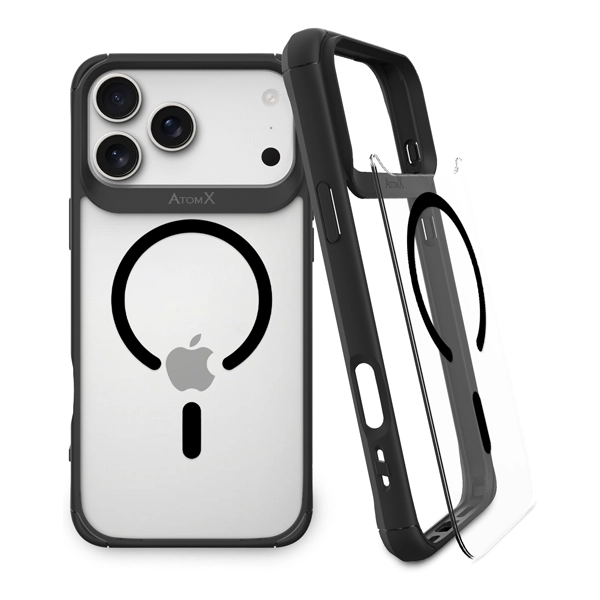 כיסוי שקוף שחור לאייפון 17 פרו מקס תומך Magsafe דק, אלגנטי ועמיד במיוחד | Toiko Atomx 1