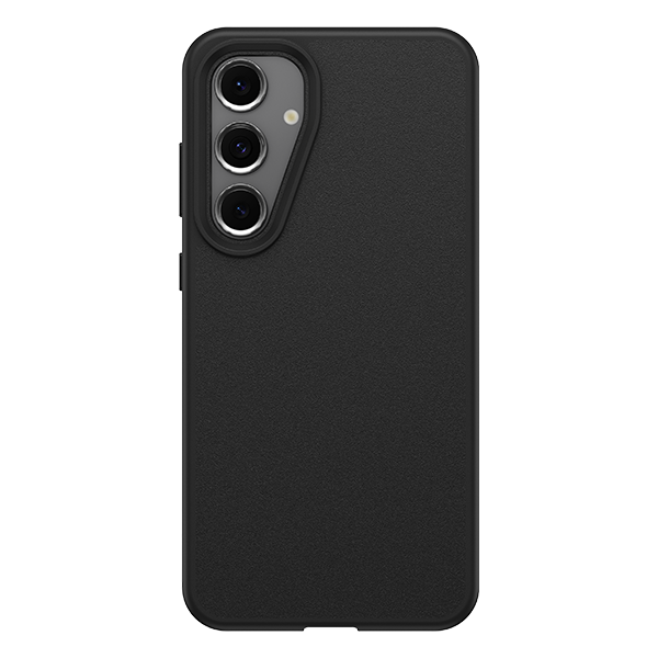 מגן שחור לגלקסי S25 FE איכותי OtterBox React | תומך בטעינה אלחוטית, להגנה חזקה בתקן צבאי