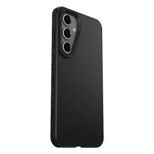 מגן שחור לגלקסי S25 FE איכותי OtterBox React | תומך בטעינה אלחוטית, להגנה חזקה בתקן צבאי