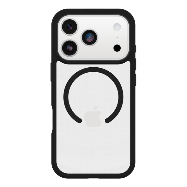 מגן שקוף שחור לאייפון 17 פרו OtterBox React | תומך MagSafe להגנה חזקה בתקן צבאי