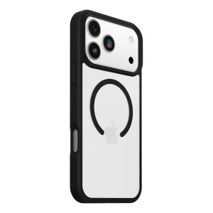 מגן שקוף שחור לאייפון 17 פרו מקס OtterBox React | תומך MagSafe להגנה חזקה בתקן צבאי