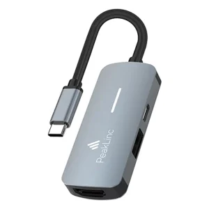 מפצל USB-C 3 ב-1 עם HDMI 4K, USB 3.0 וטעינה 100W מהירה | PeakLinc PLC3P