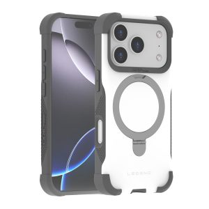 כיסוי סטנד לאייפון 17 פרו לבן תומך MagSafe מעוצב בגימור יוקרתי | Grip Case Legend