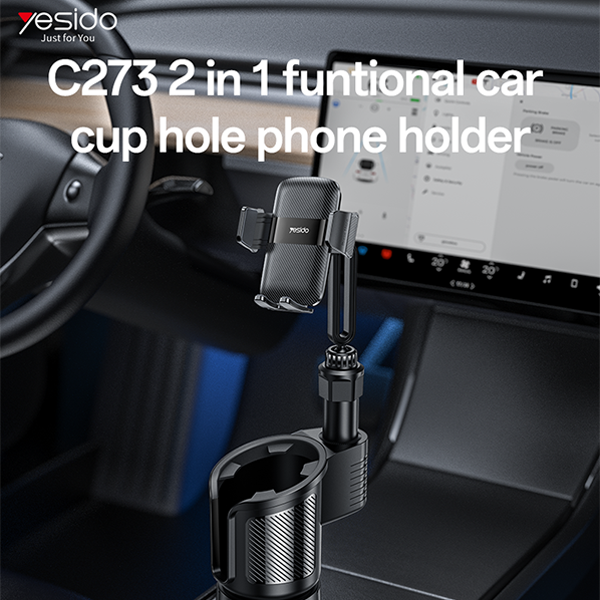 מחזיק כוס לרכב 2 ב-1 עם זרוע טלסקופית וראש מתכוונן 720° | Yesido C273