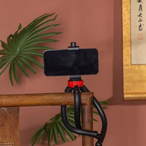 חצובת תמנון גמישה 30 ס״מ L-D7 | ראש כדורי מתכוונן 360° עם הברגה אוניברסלית 1/4 אינץ׳ לסמארטפונים, מצלמות, GoPro ועוד