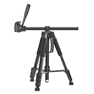 חצובה מקצועית 1.83 מטר מתכת חזקה עם זרוע אופקית ומוט טלסקופי לסמארטפונים ומצלמות | F-180STH