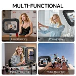 רינג לייט נייד 20W עם 3 מצבי תאורה והברגה 1/4 אינץ׳ לסמארטפון, מצלמות ועוד | YM200