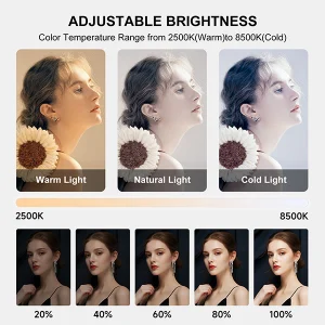 רינג לייט נייד 20W עם 3 מצבי תאורה והברגה 1/4 אינץ׳ לסמארטפון, מצלמות ועוד | YM200