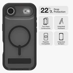 כיסוי לאייפון אייר שחור תומך MagSafe להגנה מנפילות קשות במיוחד | ZAGG Rainier Snap