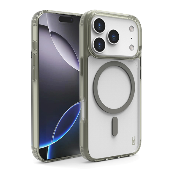 מגן לאייפון 17 פרו אפור תומך MagSafe בעיצוב יוקרתי | Grip Case Crystal