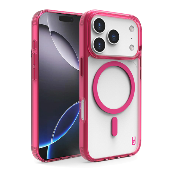 מגן לאייפון 17 פרו ורוד תומך MagSafe בעיצוב יוקרתי | Grip Case Crystal