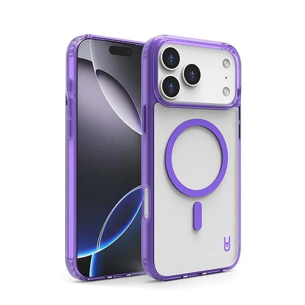 מגן לאייפון 17 פרו מקס סגול תומך MagSafe בעיצוב יוקרתי | Grip Case Crystal