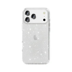 מגן נצנצים לאייפון 17 פרו לבן תומך MagSafe בעיצוב יוקרתי | Grip Case Crystal Glitter