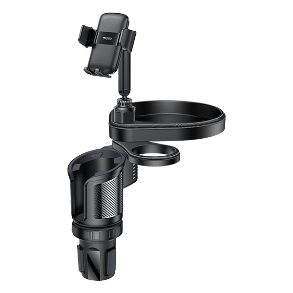 מתקן טלפון מסתובב לרכב עם מקום לכוסות, בקבוקי טרמוס ומגש מתקפל לנוחות מקסימלית | Yesido C274