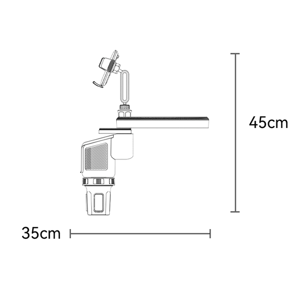 מתקן טלפון מסתובב לרכב עם מקום לכוסות, בקבוקי טרמוס ומגש מתקפל לנוחות מקסימלית | Yesido C274