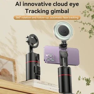 גימבל AI מגנטי אוטומטי עם מצלמה מובנית, תאורת רינג לייט חכמה ומעקב פנים 360° | Yesido SF20