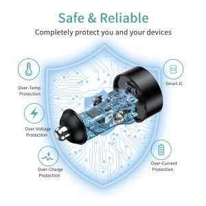 מטען רכב USB-C כפול PD 3.0 לטעינה מהירה עשוי ממתכת יוקרתית לטעינה עוצמתית | CHOETECH 40W