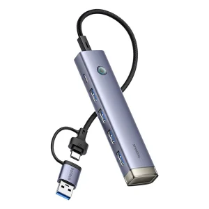מפצל Usb איכותי עם 4 חיבורים, קורא כרטיסים, עיצוב קומפקטי | Baseus Portaljoy Series 4 Port