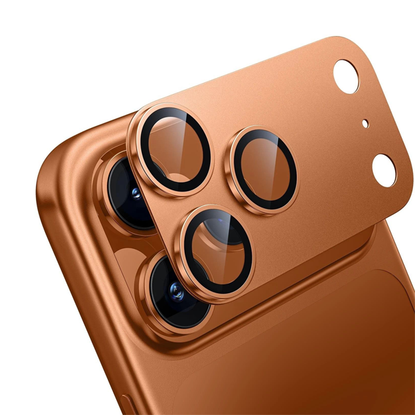 מגן מלא למצלמה לאייפון 17 פרו מקס כתום להגנה מקסימלית על עדשות המצלמה | Blaze 4