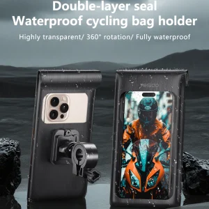מחזיק טלפון שחור לאופניים אטום למים, עמיד ונוח | Yesido C333 12